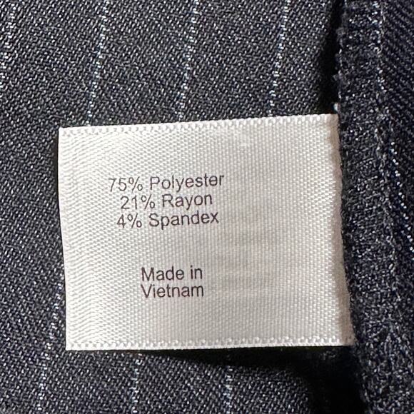 Lane Bryant Jacket Womens 14 Navy Blue Striped Moto Zip Up Ruffled Peplum Blazer - Picture 6 of 11